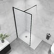 AICA SANITAIRE - AICA paroi de douche noire 140x200cm paroi de douche à l'italienne en 8mm verre anticalcaire avec barre de stabilisation 140cm - vignette