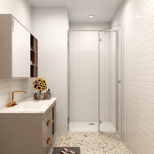 AICA SANITAIRE - AICA Porte de douche pivotante 100x195cm en 6mm verre de sécurité anticalcaire avec barre de fixation - large