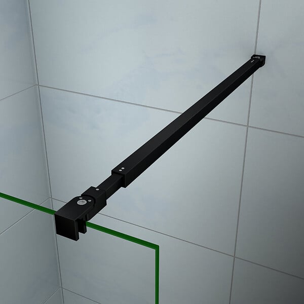 AICA SANITAIRE - AICA paroi de douche avec retour pivotant 50+40x200cm avec une barre extensible, paroi de douche pivotante 45x200cm, profil en Noir mat, verre 8mm securit anticalcaire - large