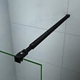 AICA SANITAIRE - AICA paroi de douche avec retour pivotant 50+40x200cm avec une barre extensible, paroi de douche pivotante 45x200cm, profil en Noir mat, verre 8mm securit anticalcaire - vignette