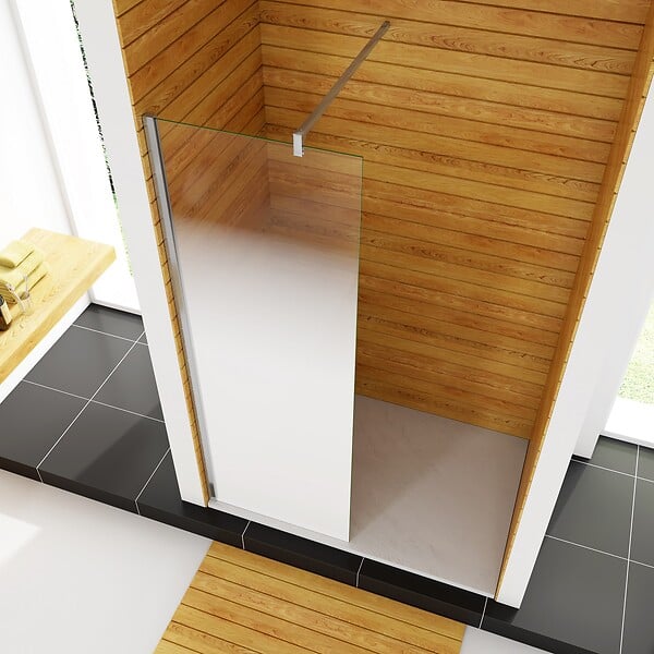 AICA SANITAIRE - AICA paroi de douche à l'italienne 60x200cm Modèle Brume, avec barre de stabilisation 140cm en carré Paroi latérale fixe en 8mm verre de sécurité - large