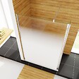 AICA SANITAIRE - AICA paroi de douche à l'italienne 100x200cm Modèle Brume avec retour pivotant 40x200cm, paroi de douche en 8mm verre trempé avec barre de fixation 140cm en carré - vignette