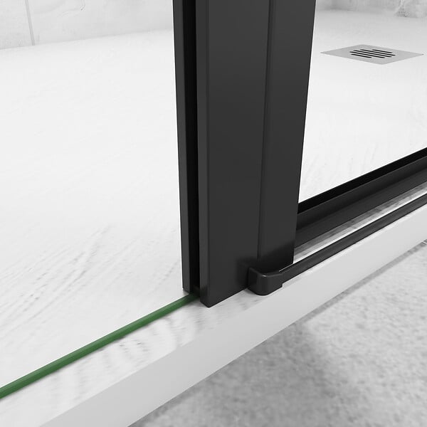 AICA SANITAIRE - AICA porte de douche battante 120x200cm avec un élément fixe, profilé noir mat, Porte de douche Hauteur 200cm en 8mm verre anticalcaire - large