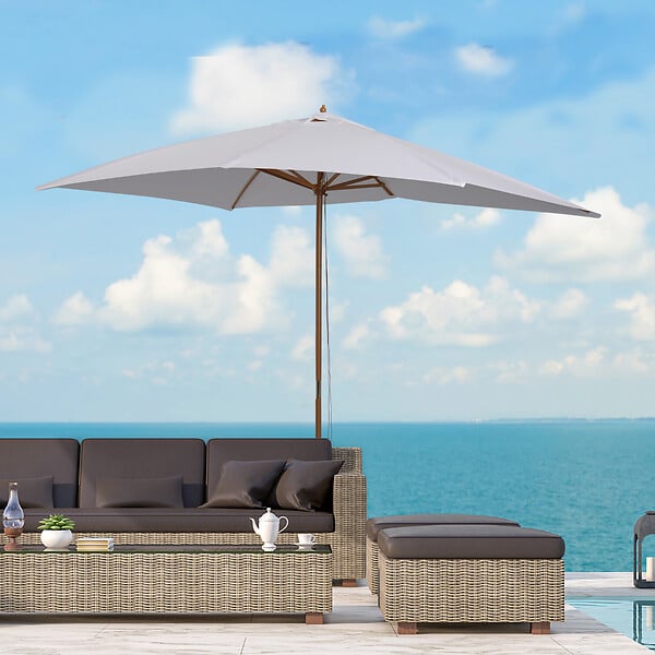 OUTSUNNY - Parasol droit rectangulaire de jardin grande taille dim. 3L x 2l x 2,5H m blanc - large