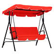 OUTSUNNY - Balancelle de jardin 3 places toit inclinaison réglable coussins assise et dossier 1,72L x 1,1l x 1,52H m acier noir polyester rouge - vignette