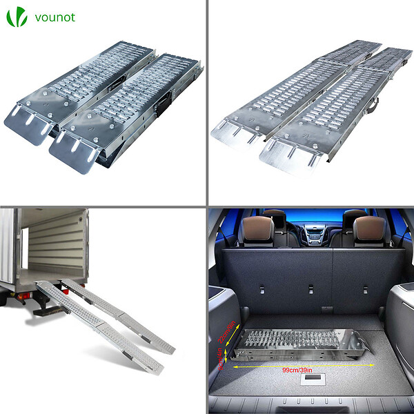 VOUNOT - Rampe de chargement pliable  Lot de 2 pcs en acier galvanise 180cm - large
