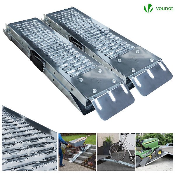 VOUNOT - Rampe de chargement pliable  Lot de 2 pcs en acier galvanise 180cm - large