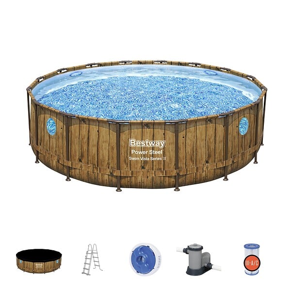 BESTWAY - Piscine tubulaire Power Steel SwimVista - Ronde - D488xH122cm - large