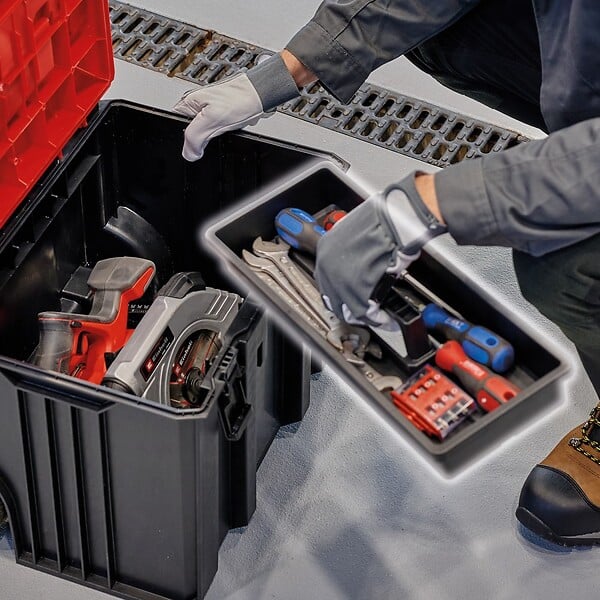EINHELL - Système de rangement E-Case L avec roues - Charge utile jusqu'à 120 kg - large