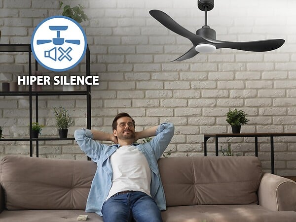 PURLINE - Ventilateur de plafond Réversible  Thermostat Dimmable Wifi Moteur à courant continu Toits en pente Télécommande Lumière à trois tons Hypersilence Mémoire - large