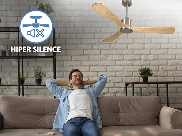 PURLINE - Ventilateur de plafond Réversible  Thermostat Wifi Moteur à courant continu Toits en pente Télécommande Hypersilence Mémoire - large