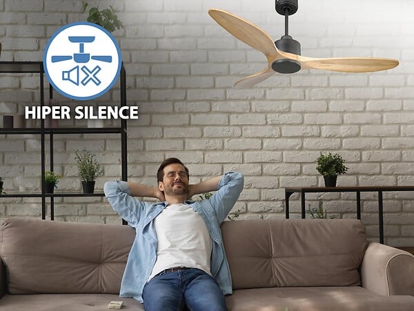 PURLINE - Ventilateur de plafond Réversible  Thermostat Wifi Moteur à courant continu Toits en pente Télécommande Hypersilence Mémoire - large
