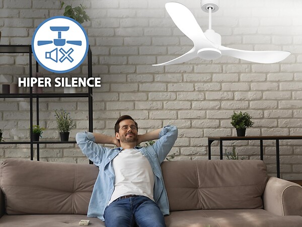 PURLINE - Ventilateur de plafond Réversible  Thermostat Wifi Moteur à courant continu Toits en pente Télécommande Hypersilence Mémoire - large