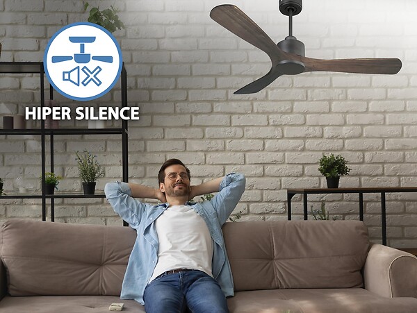 PURLINE - Ventilateur de plafond Réversible  Thermostat Wifi Moteur à courant continu Toits en pente Télécommande Hypersilence Mémoire - large