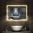 AICA SANITAIRE - Miroir LED salle de bain bluetooth + horloge + antibuée 3 couleurs -160x80cm - vignette