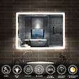 AICA SANITAIRE - Miroir LED salle de bain bluetooth + horloge + antibuée 3 couleurs -160x80cm - vignette