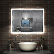 AICA SANITAIRE - Miroir LED salle de bain bluetooth + horloge + antibuée 3 couleurs -160x80cm - vignette