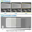 AICA SANITAIRE - Miroir LED salle de bain bluetooth + horloge + antibuée 3 couleurs -160x80cm - vignette