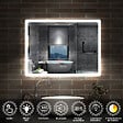 AICA SANITAIRE - Miroir LED salle de bain bluetooth + horloge + antibuée 3 couleurs -70x50cm - vignette