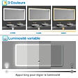 AICA SANITAIRE - Miroir LED salle de bain bluetooth + horloge + antibuée 3 couleurs -70x50cm - vignette