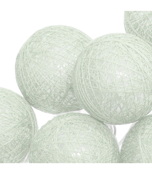 ATMOSPHERA - Guirlande décorative à piles 10 LED Boules en Coton Vert D 6 x L 165 cm - large