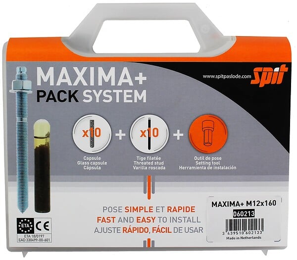 SPIT - Coffret Maxima+ 10 capsules et 10 tiges filetées zinguées (8 x 110 mm) - SPIT - 060211 - large