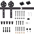 HOMCOM - Kit de porte coulissante système galandage pour porte épaisseur 35-45 ou 40-45 mm longueur rail 1,83 m charge max. 100 Kg acier brun - vignette