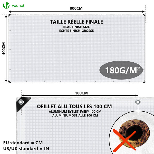 VOUNOT - Bâche de Protection en Polyéthylène resistant et impermeable 180g/m² blanche 4x8m - large