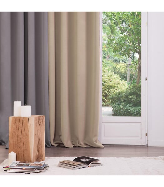 ATMOSPHERA - Rideau à œillets Occultant Beige Lin 140 x 260 cm - large