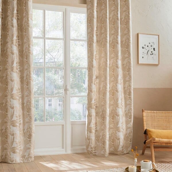 ATMOSPHERA - Rideau à œillets Jacquard Beige Lin 140 x 260 cm - large