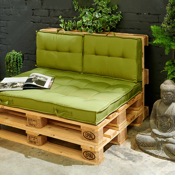 OVIALA - Coussin pour palette matelassé vert 120 x 80cm - Cuzco - large