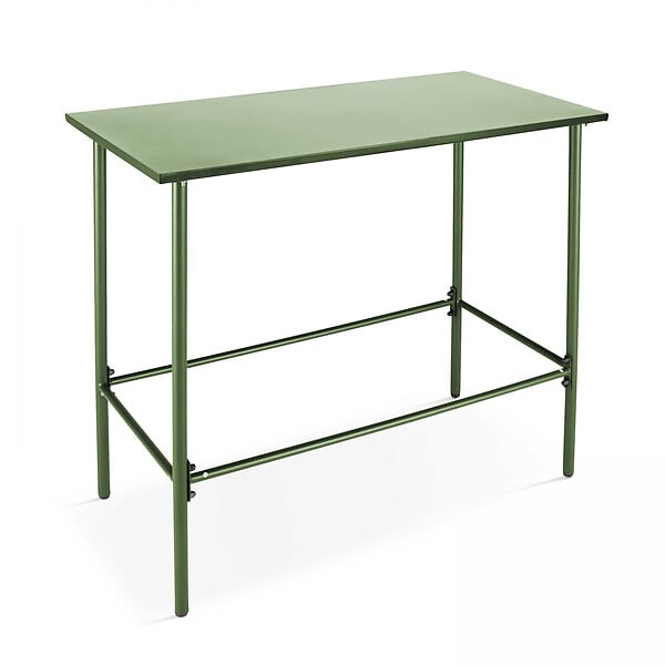 OVIALA - Ensemble table haute et 4 chaises de bar en métal vert cactus - Palavas - large