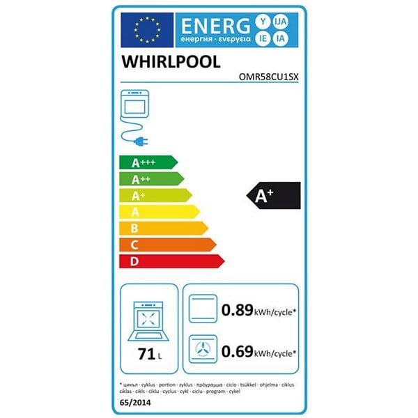 WHIRLPOOL - four intégrable multifonction 71l 60cm catalyse inox - OMR58CU1SX - large