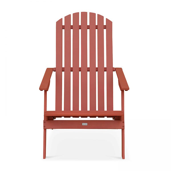 OVIALA - Fauteuil relax pliant en bois d'eucalyptus terracotta - Calgary - large