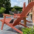 OVIALA - Fauteuil relax pliant en bois d'eucalyptus terracotta - Calgary - vignette