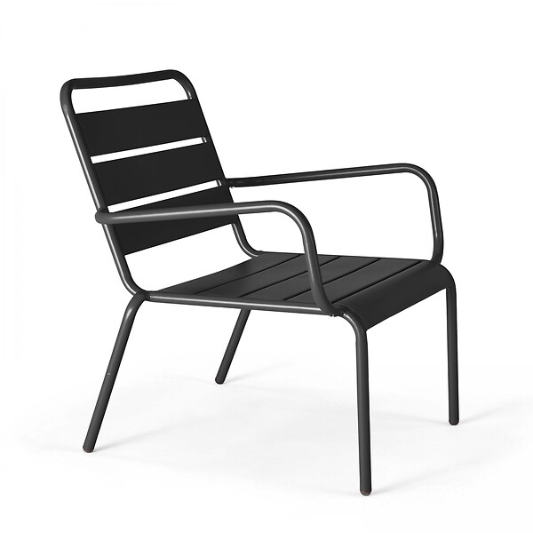 OVIALA - Lot de 2 fauteuils relax avec repose-pieds en métal gris - Palavas - large