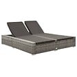 VIDAXL - vidaXL Chaise longue double Résine tressée Gris - vignette