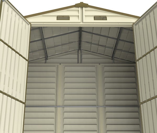 DURAMAX - Abri PVC Woodstyle PREMIUM - 4,13m² - Kit fondation + 1 fenêtre - Beige - large