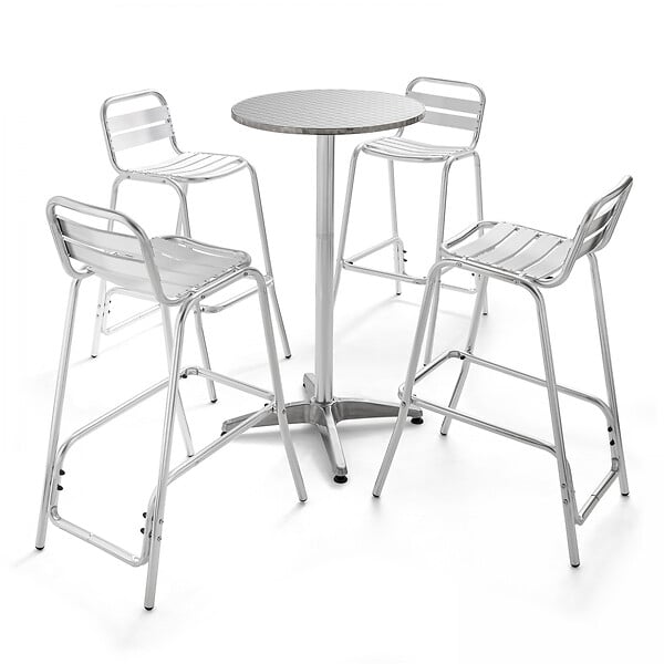 OVIALA - Table de bar ronde en aluminium gris - Brixton - large