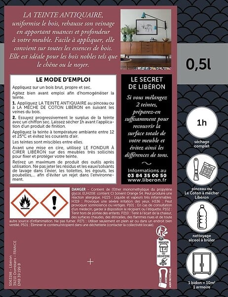 LIBERON - Teinte antiquaire bois durs Chêne moyen Bidon 0.5l - large