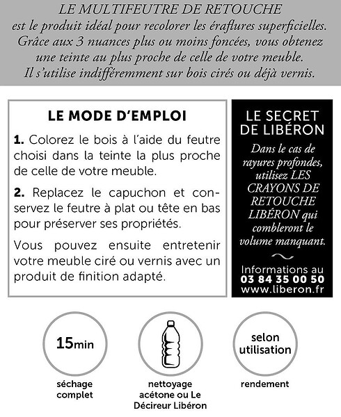 LIBERON - Multifeutre de retouche Acajou Blister 3 mini feutres - large