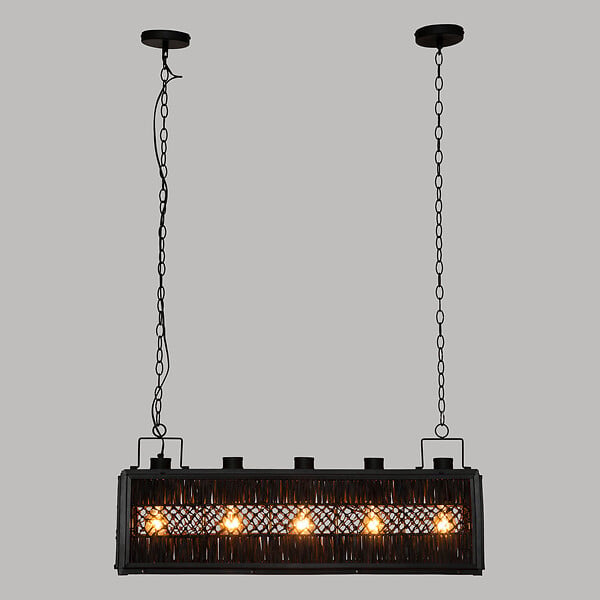 ATMOSPHERA - Luminaire Suspension 5 lampes en métal Noir L 93 cm - large