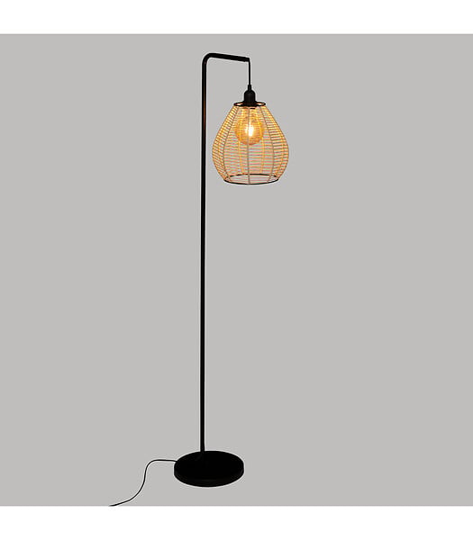 ATMOSPHERA - Lampadaire en métal Noir et abat-jour corde H 149.5 cm - large