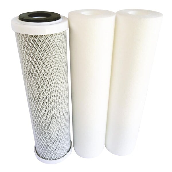 AQUAWATER - Kit de 3 cartouches pour Osmoseur, 2 filtrantes et 1 cartouche charbon actif - large