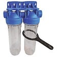 AQUAWATER - Station filtre double nu - Taille standard 10" - avec clé de déserrage - vignette