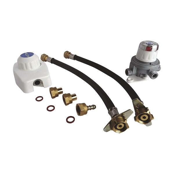 SOMATHERM FOR YOU - Ensemble détendeur gaz 1,3 Kg/h + inverseur avec lyres pour 2 bouteilles BUTANE - large