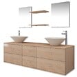 VIDAXL - vidaXL Meuble de salle de bain 9 pcs avec lavabo et robinet Beige - vignette