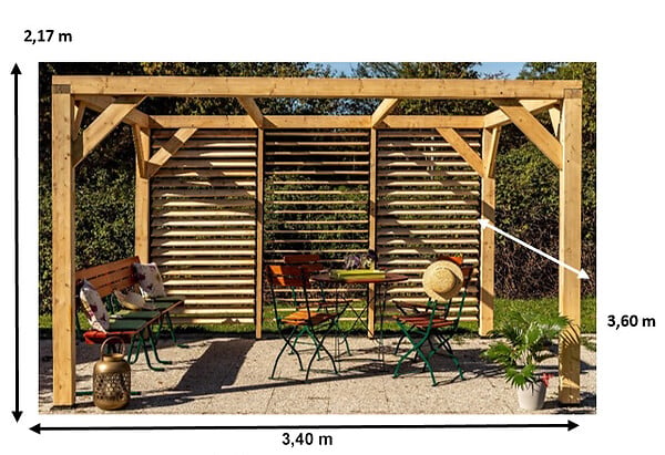 HABRITA - Auvent Veneto - Douglas massif - 12.20m2 - large