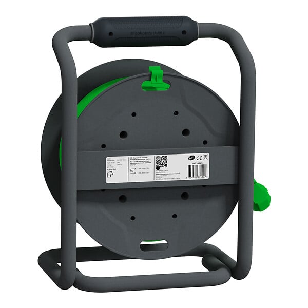 SCHNEIDER ELECTRIC - Enrouleur de bricolage - Vert et gris - 4 prises IP44 - 25m - large