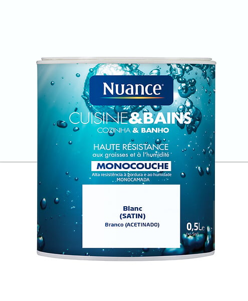 NUANCE - Peinture Cuisine et Bains - Blanc - Satin - 0,5L - large
